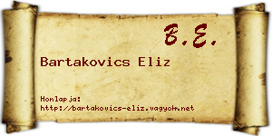 Bartakovics Eliz névjegykártya